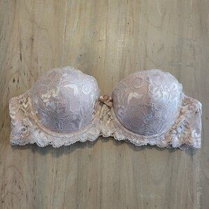 Marilyn Monroe Strapless Bra with Lace Underwire Light Pink‎ 34B